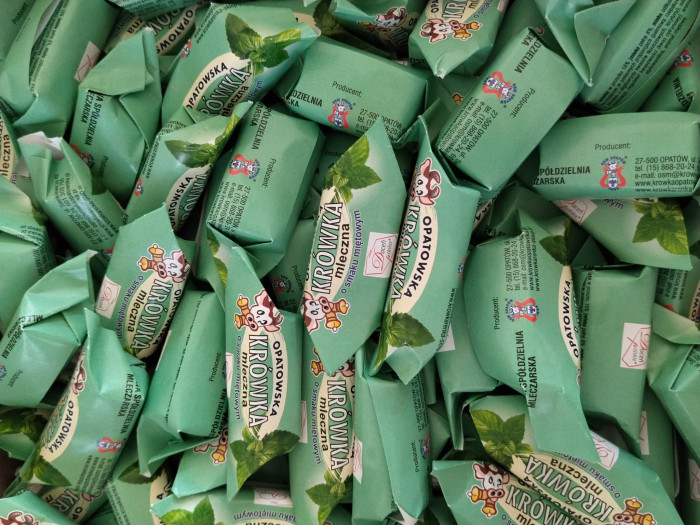 Krówka Opatowska mleczna o smaku miętowym luzem